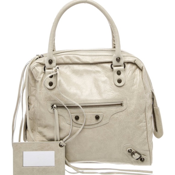 Balenciaga Motocross Classic Mini Bowling Bag | Neutral Lambskin - Picture 1 of 5